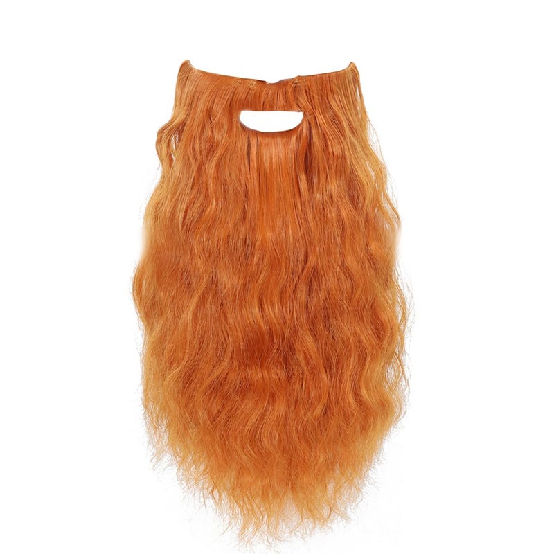 FVCENT Fake Long Beard Men's Mustache Old Man Long Plush Beard Male Makeup Cosplay Stage Performance Party Costume Supplies (Long Curly Orange) - Image 4